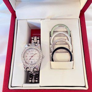 Anne Klein Silver Watch w Swarovski Crystals NWOT